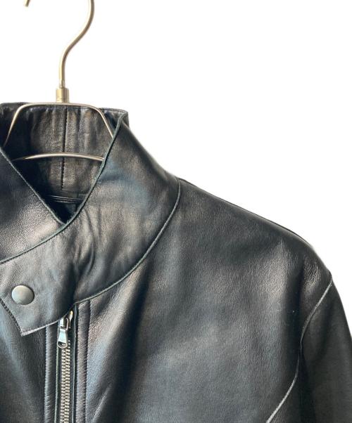 EMPORIO ARMANI（エンポリオ アルマーニ）EMPORIO ARMANI (エンポリオアルマーニ) ラムレザーライダースジャケット ブラック サイズ:48の古着・服飾アイテム