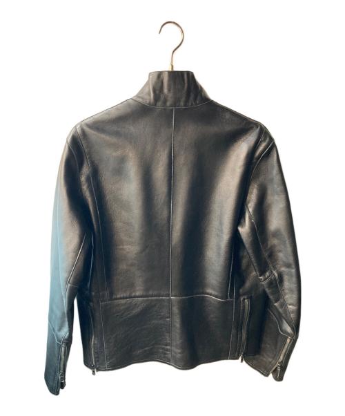 EMPORIO ARMANI（エンポリオ アルマーニ）EMPORIO ARMANI (エンポリオアルマーニ) ラムレザーライダースジャケット ブラック サイズ:48の古着・服飾アイテム