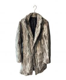 TORNADO MART（トルネードマート）の古着「ウエットルックファー ロングコート」｜グレー