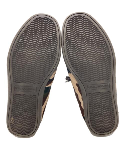 DOLCE & GABBANA（ドルチェ＆ガッバーナ）DOLCE & GABBANA (ドルチェ＆ガッバーナ) ハラコミッドカットスニーカー ブラウン×グリーン サイズ:8の古着・服飾アイテム
