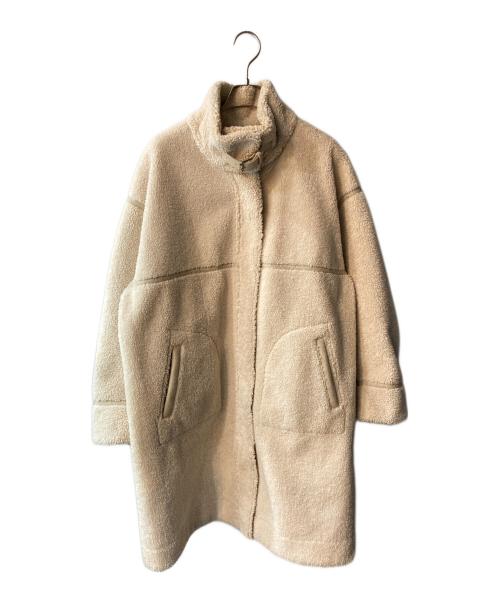 SHIPS（シップス）SHIPS (シップス) フェイクムートン リバーシブル スタンドカラー ミディコート ベージュ サイズ:38の古着・服飾アイテム