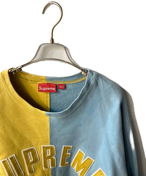 SUPREME（シュプリーム）Supreme (シュプリーム) Split Crewneck Sweatshirt イエロー×ブルー サイズ:Lの古着・服飾アイテム
