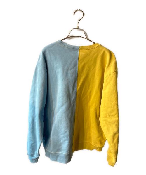 SUPREME（シュプリーム）Supreme (シュプリーム) Split Crewneck Sweatshirt イエロー×ブルー サイズ:Lの古着・服飾アイテム