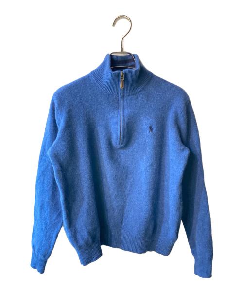 POLO RALPH LAUREN（ポロ・ラルフローレン）POLO RALPH LAUREN (ポロ・ラルフローレン) カシミヤ混ハーフジップニット ブルー サイズ:Ｓの古着・服飾アイテム