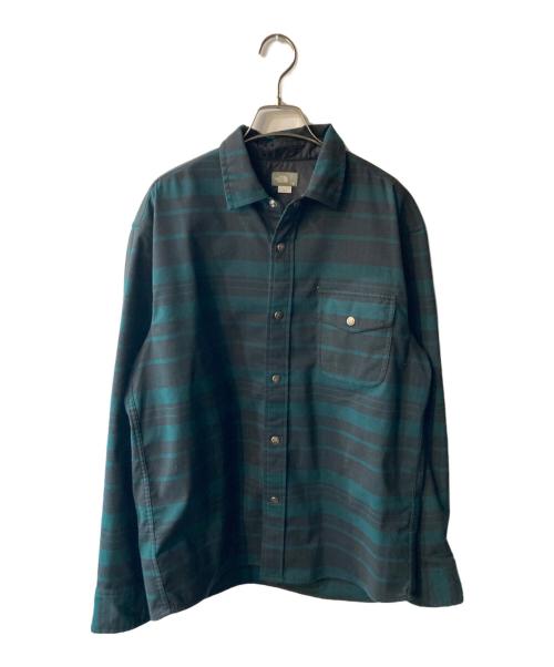THE NORTH FACE（ザ ノース フェイス）THE NORTH FACE (ザ ノース フェイス) ロングスリーブストレッチフランネルシャツ グリーン×ブラック サイズ:Ｍの古着・服飾アイテム