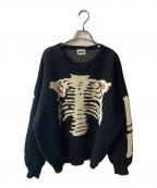 90909090）の古着「Digital Bone Damage Knit」｜ブラック