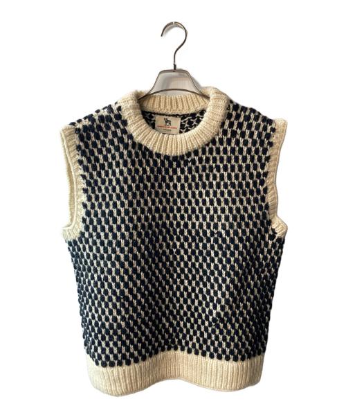 JOURNAL STANDARD relume（ジャーナルスタンダード レリューム）JOURNAL STANDARD relume (ジャーナルスタンダード レリューム) ネパールハンドニット配色ベスト ブラック×アイボリー サイズ:FREEの古着・服飾アイテム