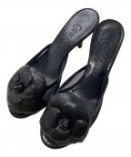 CHANELシャネル）の古着「カメリアミュール」｜ブラック