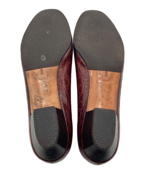 Salvatore Ferragamo（サルヴァトーレ フェラガモ）Salvatore Ferragamo (サルヴァトーレ フェラガモ) クロコ型押しパンプス ブラウン サイズ:8の古着・服飾アイテム