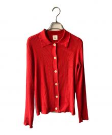 6(ROKU) BEAUTY&YOUTH（ロク ビューティーアンドユース）の古着「RIB SHIRT CARDIGAN」｜レッド