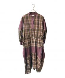 Vivienne Westwood RED LABEL（ヴィヴィアンウエストウッドレッドレーベル）の古着「チェックブロッキングワンピース」｜ブラウン×レッド
