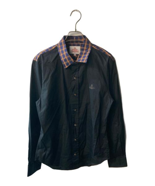 Vivienne Westwood man（ヴィヴィアン ウェストウッド マン）Vivienne Westwood man (ヴィヴィアン ウェストウッド マン) ディテールチェッククラシックシャツ ブラック サイズ:44の古着・服飾アイテム