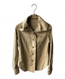 Vivienne Westwood RED LABEL（ヴィヴィアンウエストウッドレッドレーベル）の古着「ストライプ変形シャツ」｜ベージュ