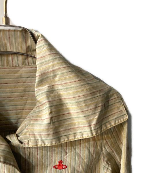 Vivienne Westwood RED LABEL（ヴィヴィアンウエストウッドレッドレーベル）Vivienne Westwood RED LABEL (ヴィヴィアンウエストウッドレッドレーベル) ストライプ変形シャツ ベージュ サイズ:2の古着・服飾アイテム