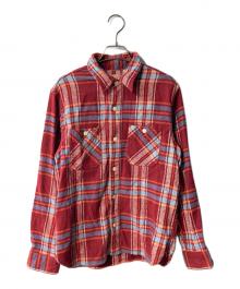 SUGAR CANE（シュガーケーン）の古着「TWILL CHECK L/S WORK SHIRT」｜レッド
