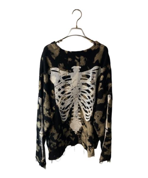 DANKE SCHON（ダンケ シェーン）Danke schon (ダンケ シェーン) スケルトンプリントニット ブラック×ブラウン サイズ:Ｍの古着・服飾アイテム