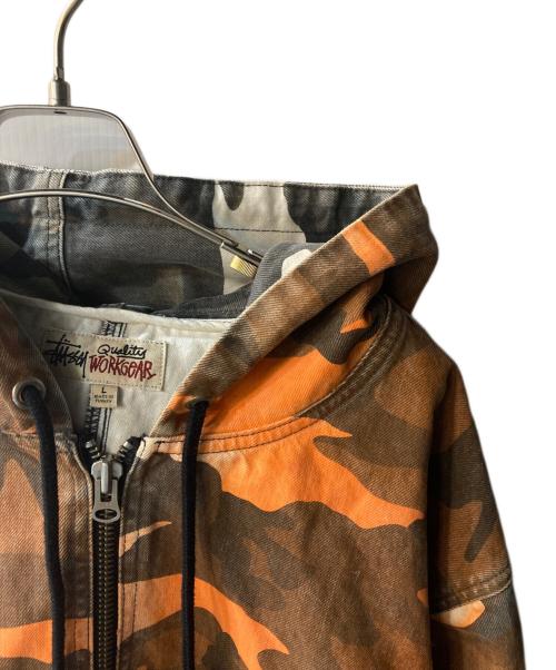 stussy（ステューシー）stussy (ステューシー) SPRAY DYE Hooded Work Jacket ブラウン サイズ:Lの古着・服飾アイテム