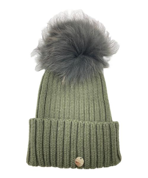 yves salomon（イヴサロモン）YVES SALOMON (イヴサロモン) ニット帽 カーキの古着・服飾アイテム