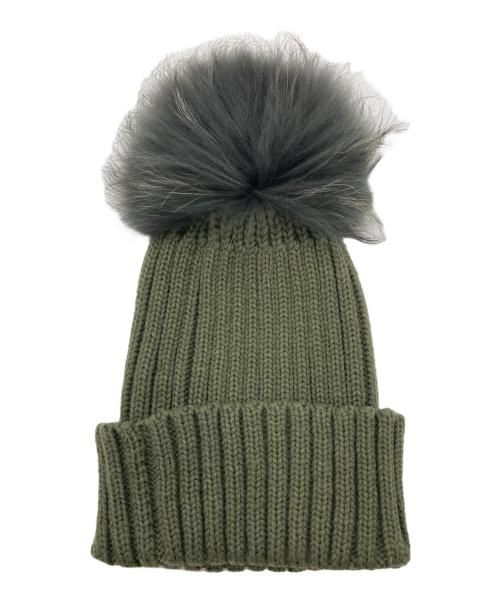 yves salomon（イヴサロモン）YVES SALOMON (イヴサロモン) ニット帽 カーキの古着・服飾アイテム