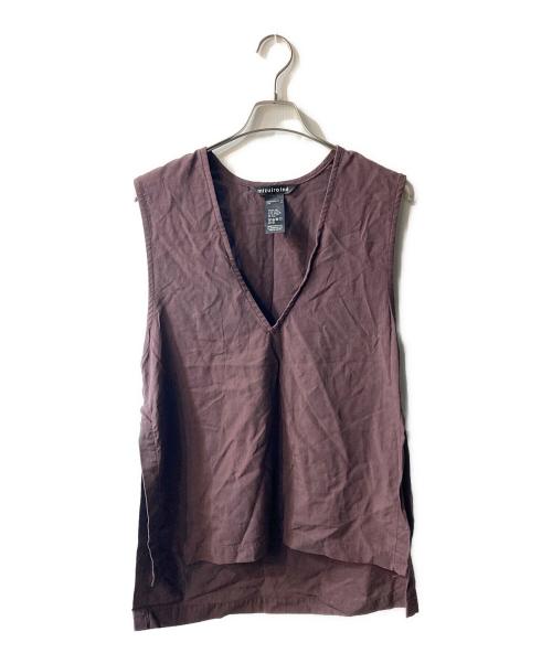 mizuiro-ind（ミズイロインド）mizuiro-ind (ミズイロインド) リネンブレンドブラウス ブラウン サイズ:FREEの古着・服飾アイテム