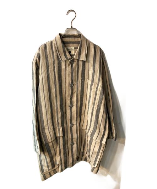 plantation（プランテーション）Plantation (プランテーション) メタルボタンリネンカバーオール ベージュ サイズ:Ｍの古着・服飾アイテム