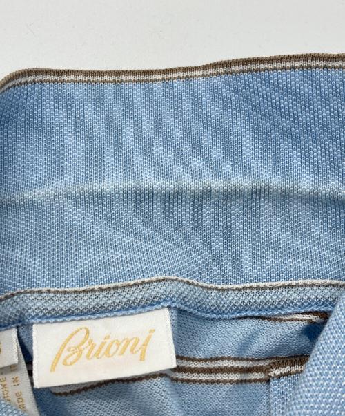 BRIONI（ブリオーニ）BRIONI (ブリオーニ) イタリア製 ボーダーポロシャツ ブルー サイズ:Sの古着・服飾アイテム
