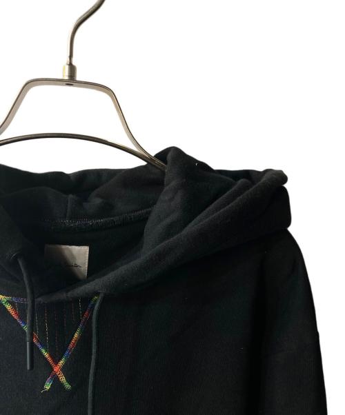 PAUL SMITH（ポールスミス）Paul Smith (ポールスミス) マルチカラーステッチプルオーバーパーカー ブラック サイズ:Lの古着・服飾アイテム