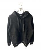 1PIU1UGUALE3 RELAXウノピゥウノウグァーレトレ リラックス）の古着「スクエアパターンニットフーディー」｜ブラック