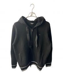 1PIU1UGUALE3 RELAX（ウノピゥウノウグァーレトレ リラックス）の古着「スクエアパターンニットフーディー」｜ブラック