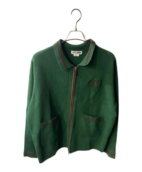 TTT MSW（ティー モダンストリートウェア）TTT MSW (ティー モダンストリートウェア) ジップアップコットンニットポロ グリーン サイズ:XLの古着・服飾アイテム