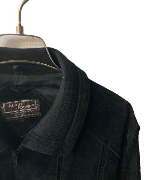ALVINJOSEF（アルビンジョセフ）ALVINJOSEF (アルビンジョセフ) 90ｓ スエードレザー ニットジャケット ブラック サイズ:不明の古着・服飾アイテム