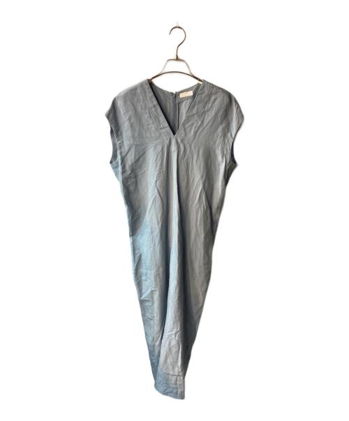 BALLSEY（ボールジィ）BALLSEY (ボールジィ) レーヨンリネンタンブラー バックタックワンピース ブルー サイズ:36の古着・服飾アイテム