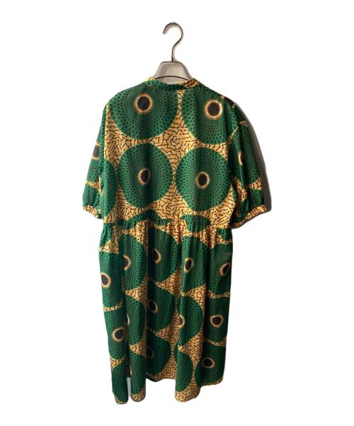 olet ihana（オレットイハナ）olet ihana (オレットイハナ) バティックソーラー ウエスト ギャザー ワンピース グリーン サイズ:FREEの古着・服飾アイテム