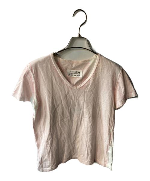 Maison Margiela（メゾンマルジェラ）Maison Margiela (メゾンマルジェラ) Vネックカットソー ピンク サイズ:Ｍの古着・服飾アイテム