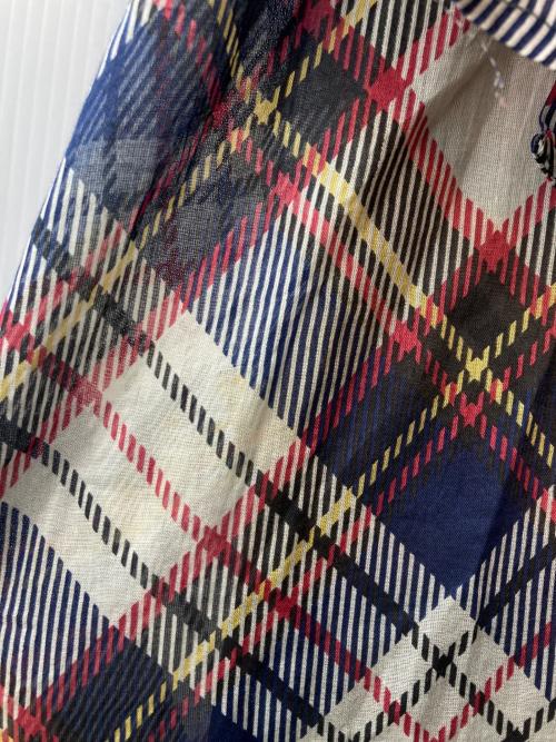 DRIES VAN NOTEN（ドリスヴァンノッテン）DRIES VAN NOTEN (ドリスヴァンノッテン) Vネックマドラスチェックワンピース ネイビー×レッド サイズ:36の古着・服飾アイテム