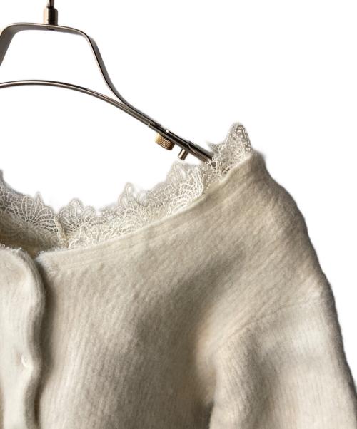 FRAY ID（フレイ アイディー）FRAY ID (フレイ アイディー) フォックスウールレーストリムカーディガン アイボリー サイズ:FREEの古着・服飾アイテム