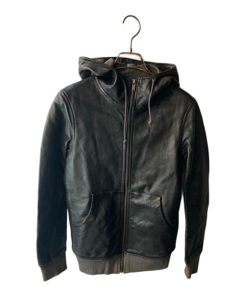 Hysteric Glamour（ヒステリックグラマー）Hysteric Glamour (ヒステリックグラマー) ラムレザージップフーディー ブラック サイズ:FREEの古着・服飾アイテム