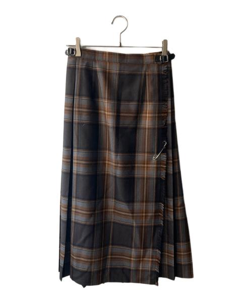 O'NEIL OF DUBLIN（オニールオブダブリン）O'NEIL OF DUBLIN (オニールオブダブリン) ウーステッドウールキルトスカート ブラウン サイズ:38の古着・服飾アイテム