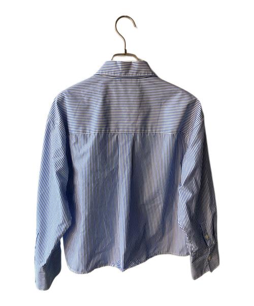 LACOSTE（ラコステ）LACOSTE (ラコステ) ストライプクロップドシャツ レッド サイズ:34の古着・服飾アイテム