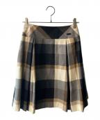 BLUE LABEL CRESTBRIDGEブルーレーベルクレストブリッジ）の古着「チェック柄ボックスプリーツスカート」｜ベージュ