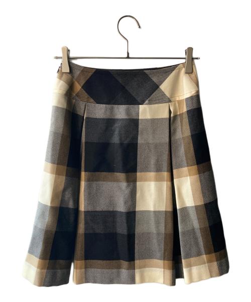 BLUE LABEL CRESTBRIDGE（ブルーレーベルクレストブリッジ）BLUE LABEL CRESTBRIDGE (ブルーレーベルクレストブリッジ) チェック柄ボックスプリーツスカート ベージュ サイズ:36の古着・服飾アイテム