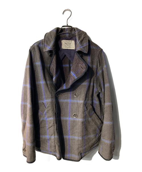 KAPITAL（キャピタル）KAPITAL (キャピタル) チェック柄ヘリンボーンPコート ブラウン サイズ:Mの古着・服飾アイテム