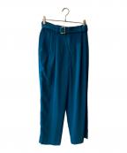 CULLNIクルニ）の古着「2 Tuck Wide Pants with long belt」｜ブルー
