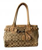 COACHコーチ）の古着「シグネチャーハンドバッグ」｜ブラウン