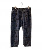 A BATHING APEア ベイシング エイプ）の古着「CAMO FLOCKED RELAXED FIT 13 OZ DENIM PANTS」｜インディゴ