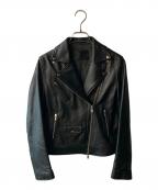 green label relaxingグリーンレーベルリラクシング）の古着「FM SHEEPレザー ライダースジャケット」｜ブラック