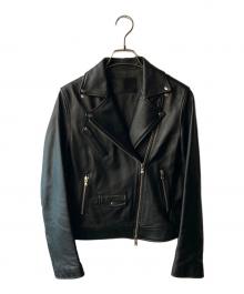 green label relaxing（グリーンレーベルリラクシング）の古着「FM SHEEPレザー ライダースジャケット」｜ブラック