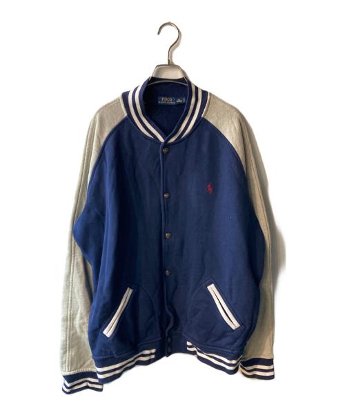 POLO RALPH LAUREN（ポロ・ラルフローレン）POLO RALPH LAUREN (ポロ・ラルフローレン) スウェットスタジャン グレー×ネイビー サイズ:XXLの古着・服飾アイテム
