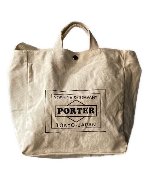 PORTER（ポーター）PORTER (ポーター) LOWERCASE (ロウワーケース) 2WAYキャンバストートバッグ アイボリーの古着・服飾アイテム