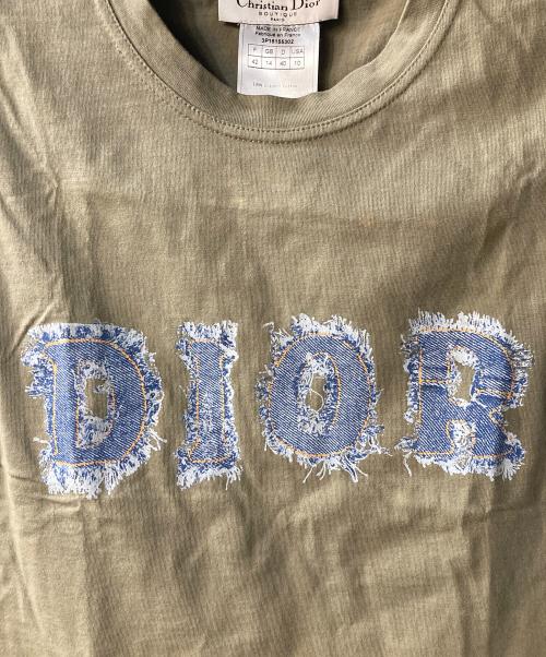 Christian Dior（クリスチャン ディオール）Christian Dior (クリスチャン ディオール) ノースリーブロゴプリントカットソー カーキ サイズ:40の古着・服飾アイテム